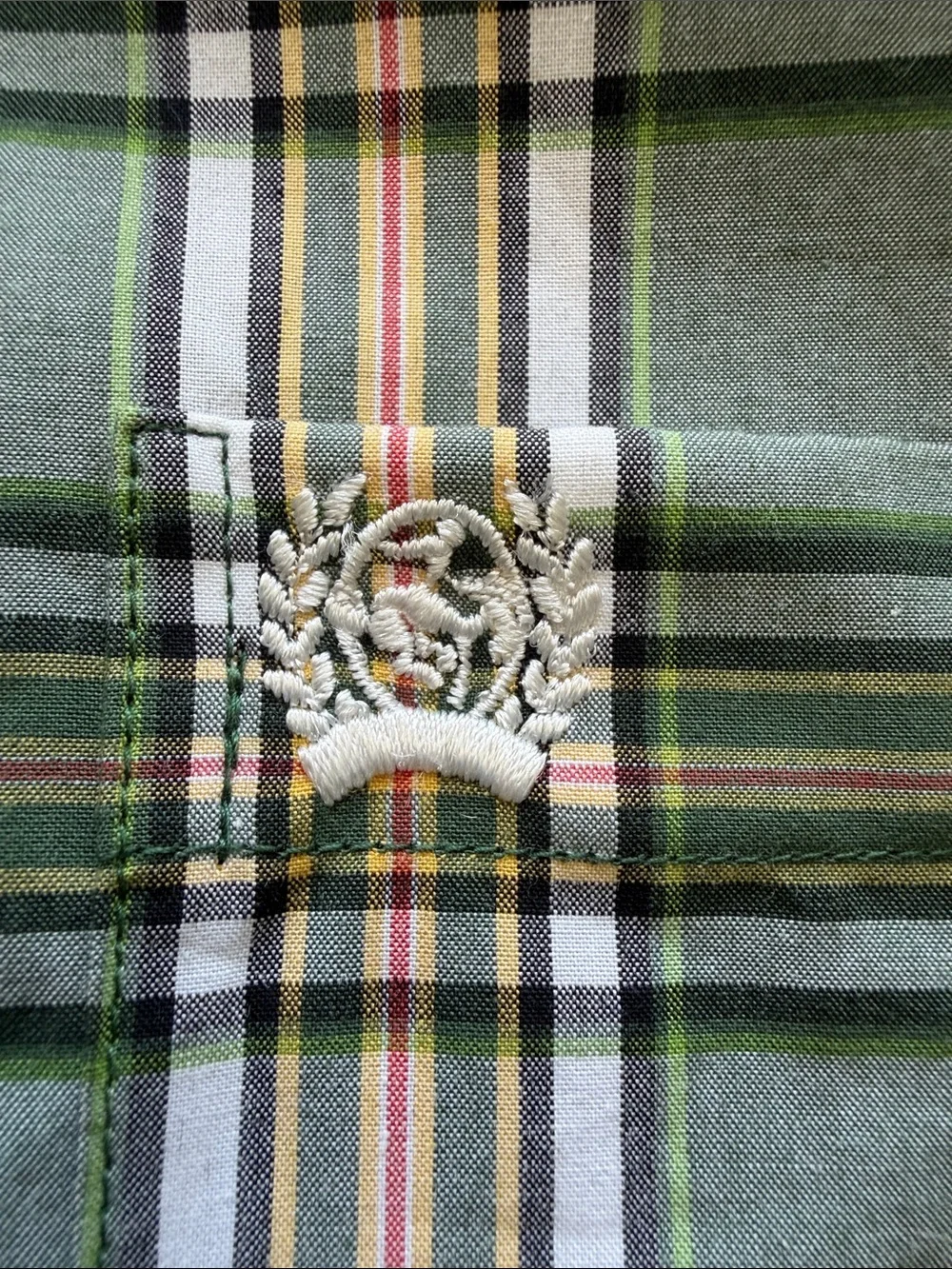 Cinch Men's Green White and Gold Plaid Button-Down Shirt